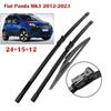 24"+15"+12" Front & Rear Wiper Blades for Fiat Panda MK3 2012-2023, Fiat 500L, Fiat 500X, Fiat Tipo, Fiat Doblo