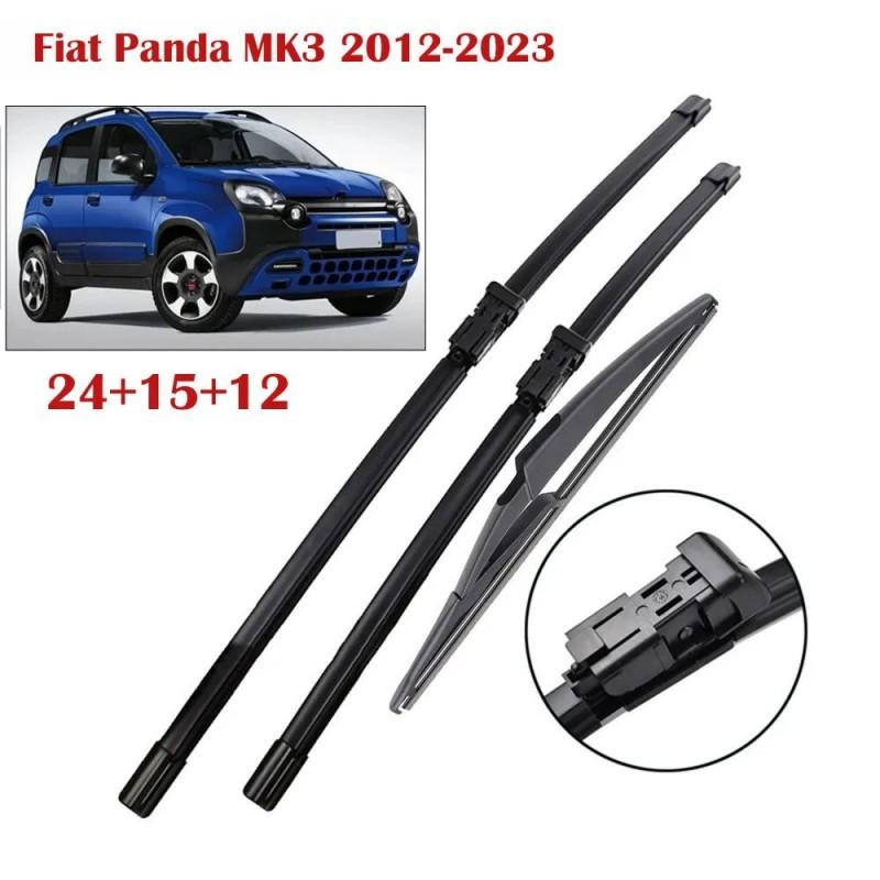 24 +15 +12  Front & Rear Wiper Blades for Fiat Panda MK3 2012-2023, Fiat 500L, Fiat 500X, Fiat Tipo, Fiat Doblo