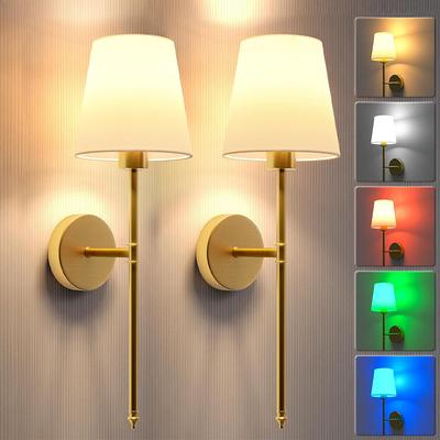 Kabellose Schlafzimmer Nachttischlampe Leinenschirm Gold Kabellos Wiederaufladbar Dimmbar Wandleuchte Wohnzimmer Dekorativ