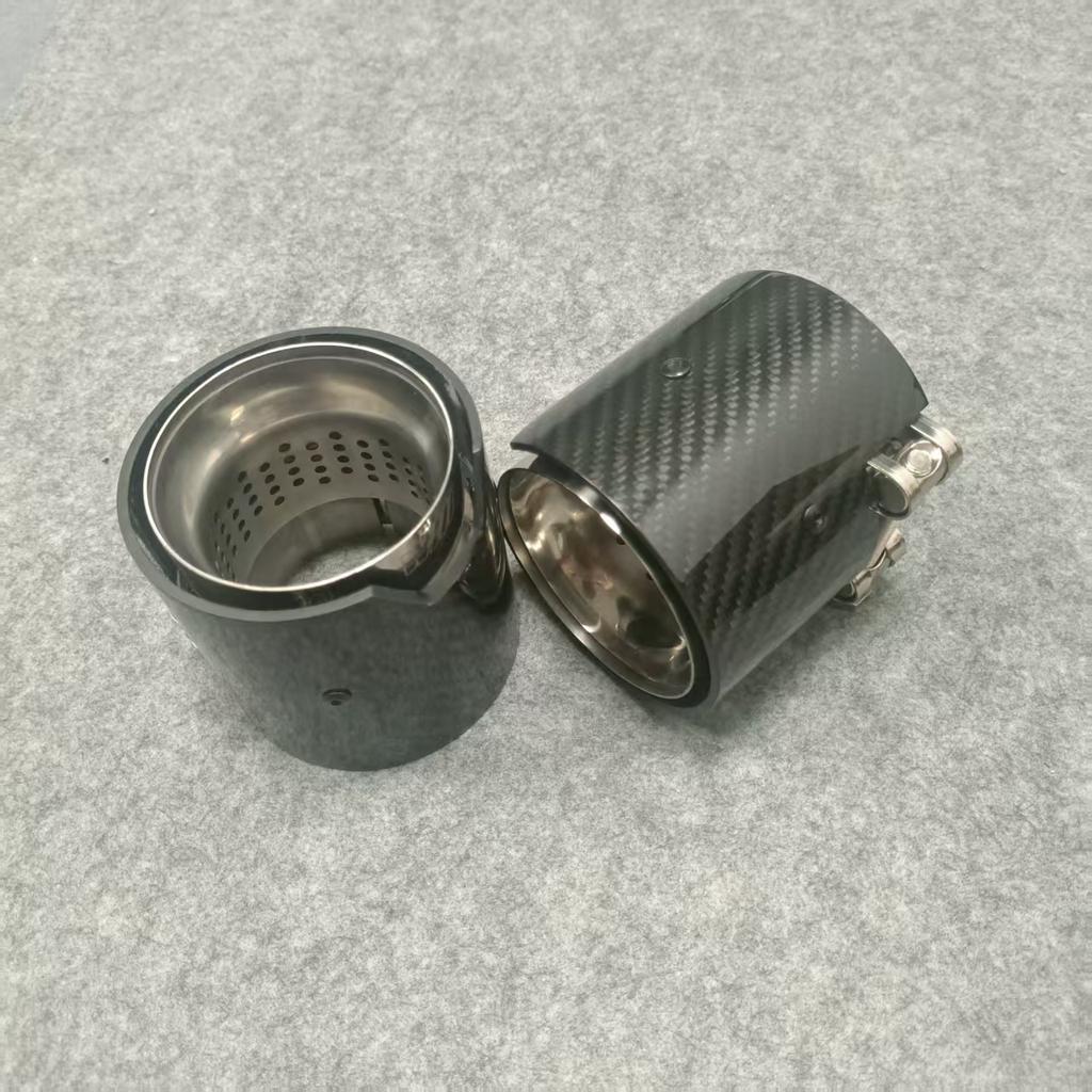 90mm Long Silver Carbon Fiber Exhaust Tip for BMW M2 M3 M4 M5 M6, F87 F80 F82 F83 F90, G80 G82 G83
