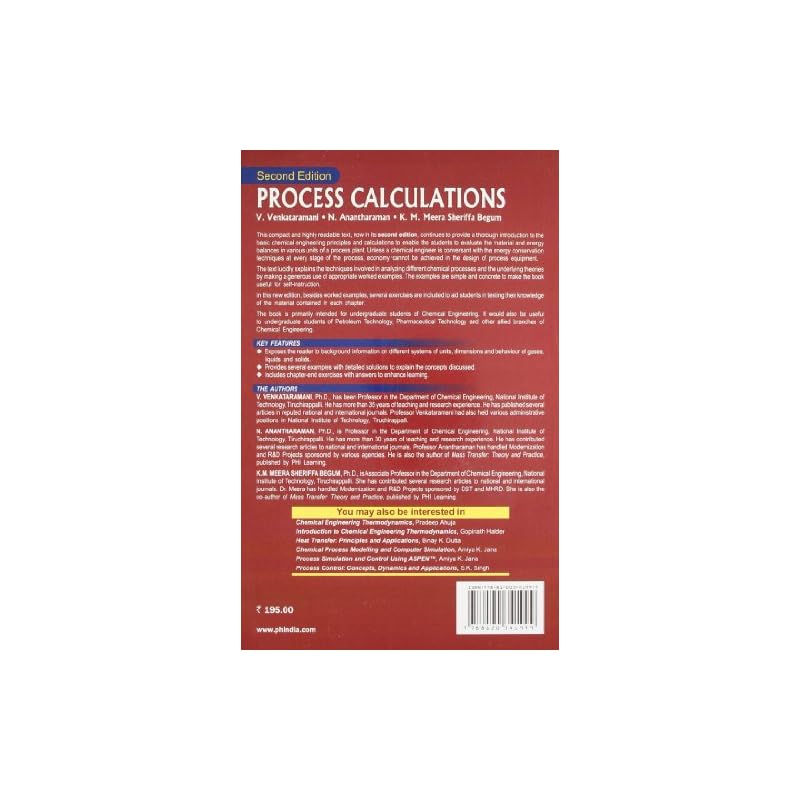 PROCESS CALCULATIONS, 2ED Process Calculations, 2nd ed.