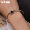 WOSTU 925 Sterling Silver Heart-shaped Spade Bead Charms for Women Bangle and Bracelet DIY Jewelry