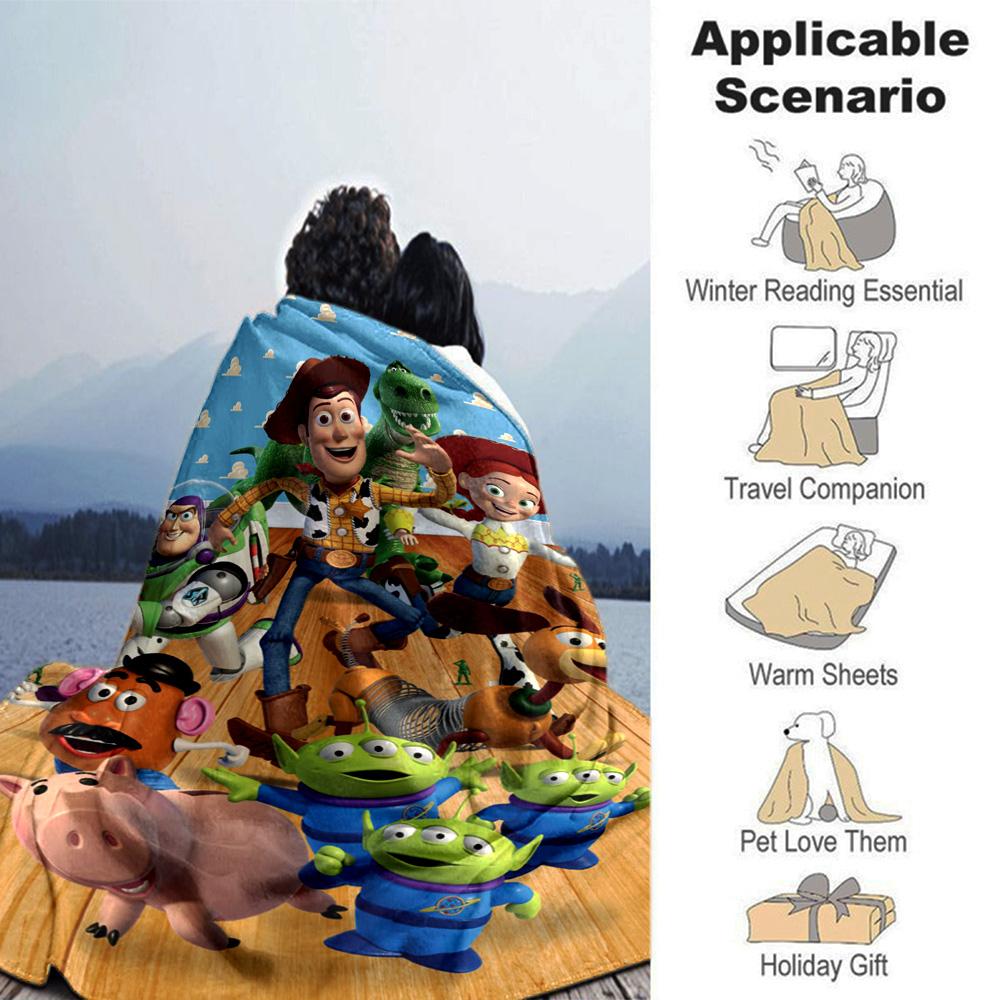 Toy Story Characters Flannel Blanket Super Soft Warm Cozy Blanket For Sofa Bed Office Travel Allseason Home Decor Gift