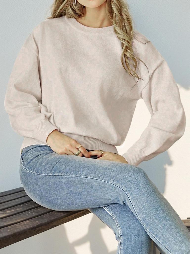 Yiyi 2025 Women's European & American Style Round Neck Knit Pullover Sweater