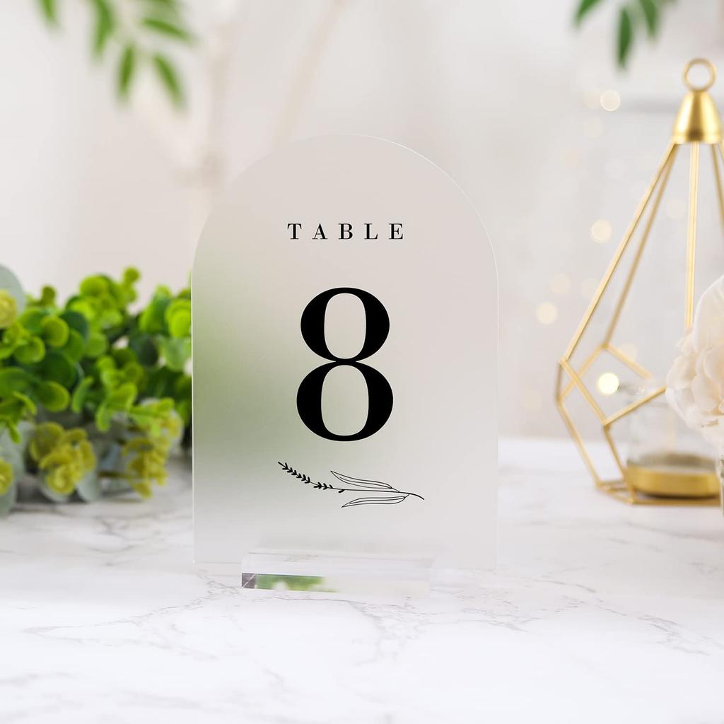 Arched Acrylic Signs with Stand Blank Clear/Frost Acrylic Table Number With Stand, DIY Wedding Decoration Menu Bar List Sign