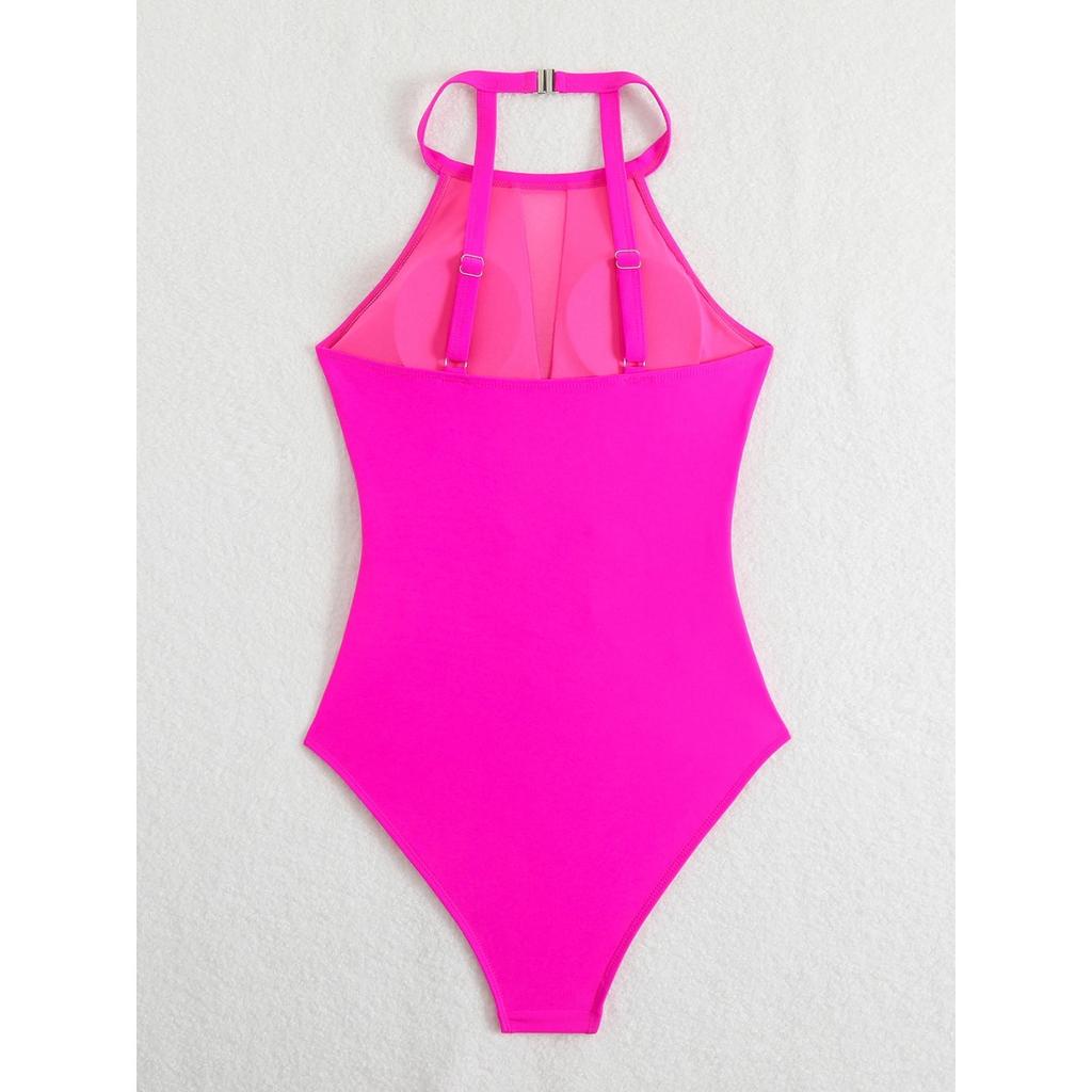 2025 New Sexy Mesh Patchwork One Piece Swimsuit For Women Swimwear Female Cut Out Bodysuit Monokini Bathing Suit Beachwear Swim