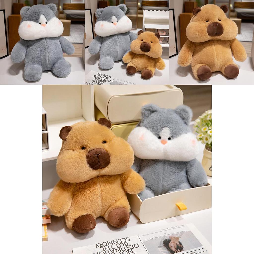 Entzückendes Weiches Und Flauschiges Capybara Und Husky Kuscheltier Kissen Für Mädchen Geschenk