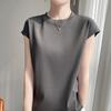 Mercerized Cotton O-neck T-shirt Summer Solid Color Sleeve Top Casual and Comfortable Short-sleeved Women's Clothes