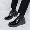 Fashion Men's Leather Shoes 2025 Spring Autumn Platform Height Increase Square Toe Loafers Fashion Cross Tied Comfortable Casual Shoes