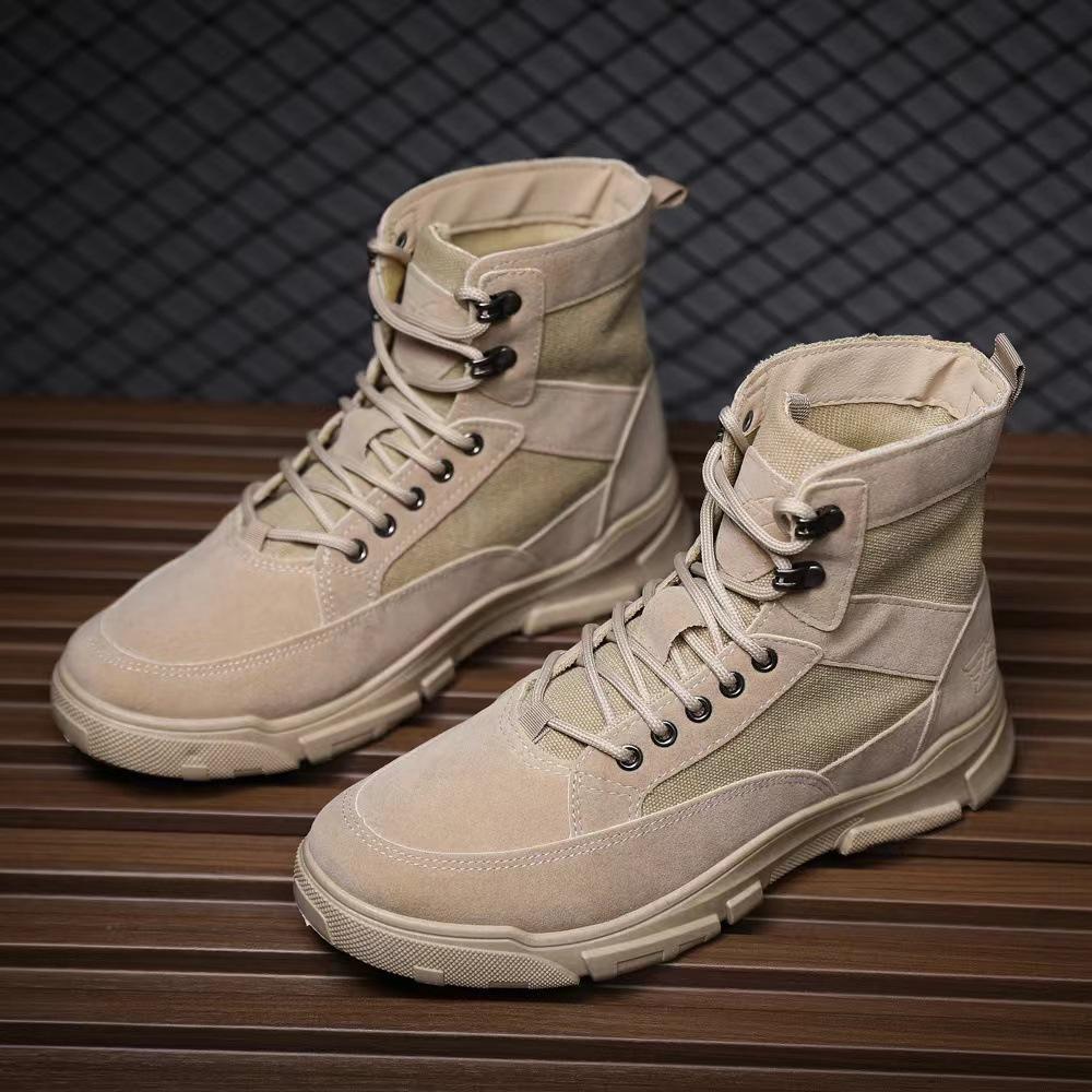 Martin Boots Men's Autumn New Lightweight Breathable Men's Boots Fashion High-top Canvas Sports and Leisure Shoes