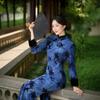 Elastic Flocked Tie-Dye Retro Winter Qipao 2025 - New Chinese National Style