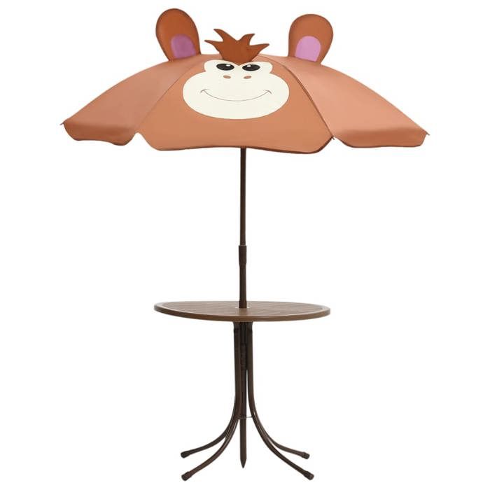 VidaXL Jeu de bistro avec parasol pour enfants 3 pcs Marron