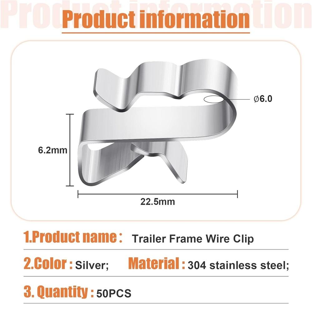 50Pcs Stainless Steel Trailer Wire Clips, 22.5mm Double Cable Clamps, Solar Panel PV Wiring Fasteners For Boat & Trailer Cables