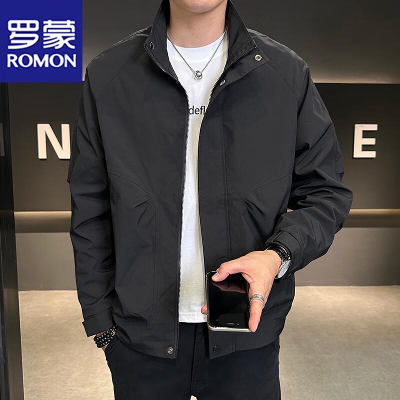 

ROMON Men s Business Casual Stand Collar Jacket L