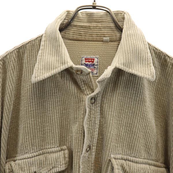 Levi's Made In Italy Long Sleeve Corduroy Shirt L Khaki Men's Used