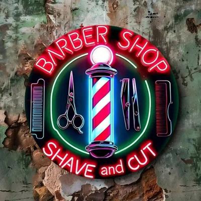 Vintage Metal Wall Sign Barber Shop Scissors Comb Rustic Decor 7.87x7.87 Inch