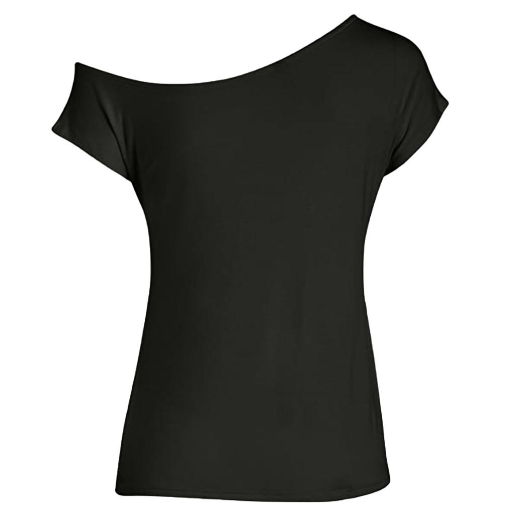Women's Casual Off Shoulder Tops Short Sleeve T Shirts Loose Summer Blouse Shirt
