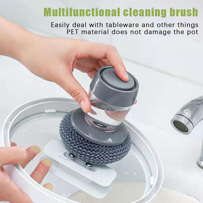 Durability Pots Cleaning Brush With Soap Detergent Dispenser,Gentle On Nonstick Cookware, For Home Restaurant Use