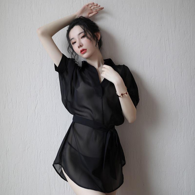 Desire Sheer Lingerie Shirt: Sexy, See-Through Nightgown with Temptation and Easy Removal