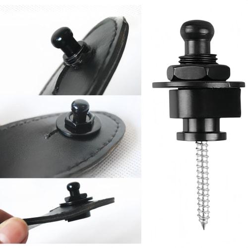 AkNebriax Set of 2 Guitar Strap Locking Pins, Locking Type, One-Touch Attachment/Detachment, Metal, Drop Prevention, Compatible with Electric Guitars