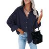 Damer Casual Manchestervårdblus Randig Damer Skjortjacka Vintage Knapp Ficka Lös Mode Blusar Toppar Plus Size