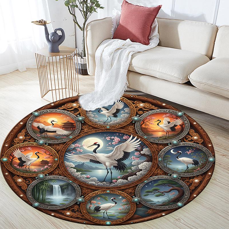 Cartoon Print Round Area Rug,Carpet Rug for Living Room Bedroom Sofa Playroom Decor,Non-slip Floor Mat