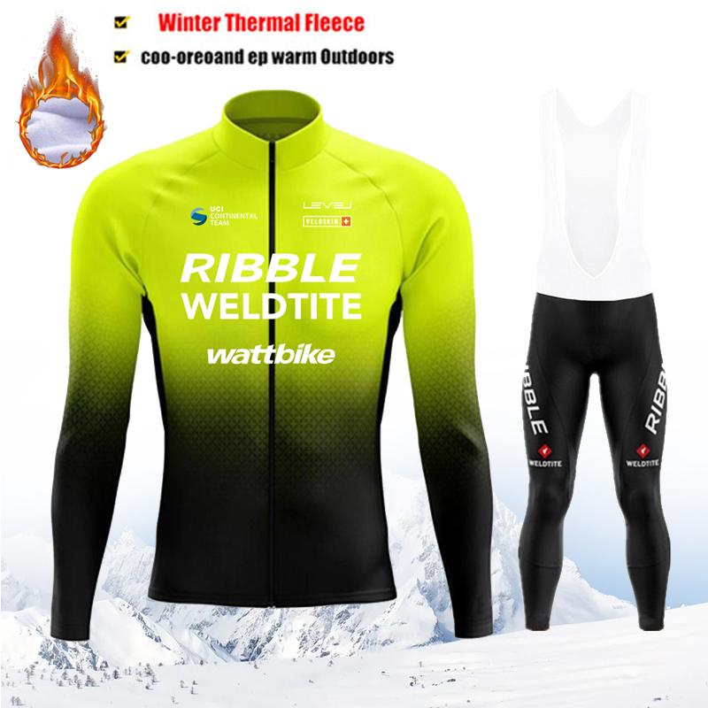 Winter Thermal Fleece Cycling Jersey Set Maillot Ropa Ciclismo Keep Warm MTB Bike Wear Bicycle Clothing Blue Cycling Set