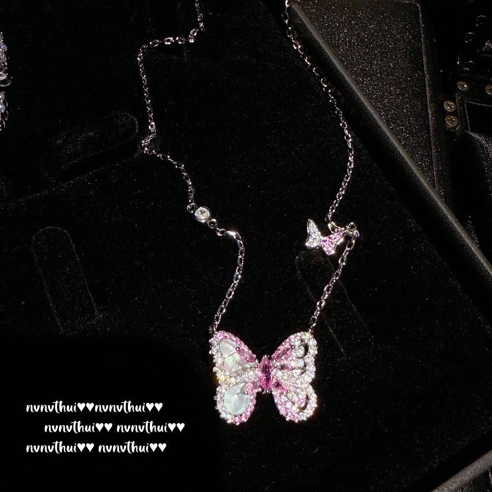 Yu Ji Is Colorful, Fendai Butterfly Fritillary Gemstone Necklace, Rich And Charming, Rainbow Petal Zircon Necklace, Set.