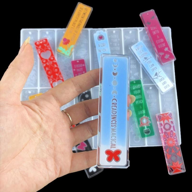 Rechteckige Blumen Lesezeichen Silikonform Gießform Bastelanhänger Harz Epoxid DIY Vollseitige Lesezeichenform für DIY-Fans