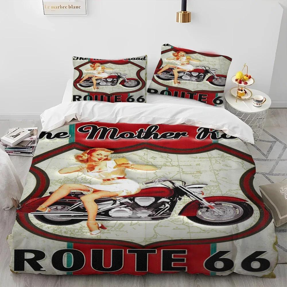 Historic Route 66,Mother Road Comfortable Duvet Quilt Cover Pillowcase Bedding Set Children Bedroom Decoration Home Textile