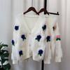 Imitation Mink Fleece Sweater Jacket Women's Autumn and Winter New Loose Three-dimensional Flower Soft Waxy Gentle Wind Knitted Cardigan