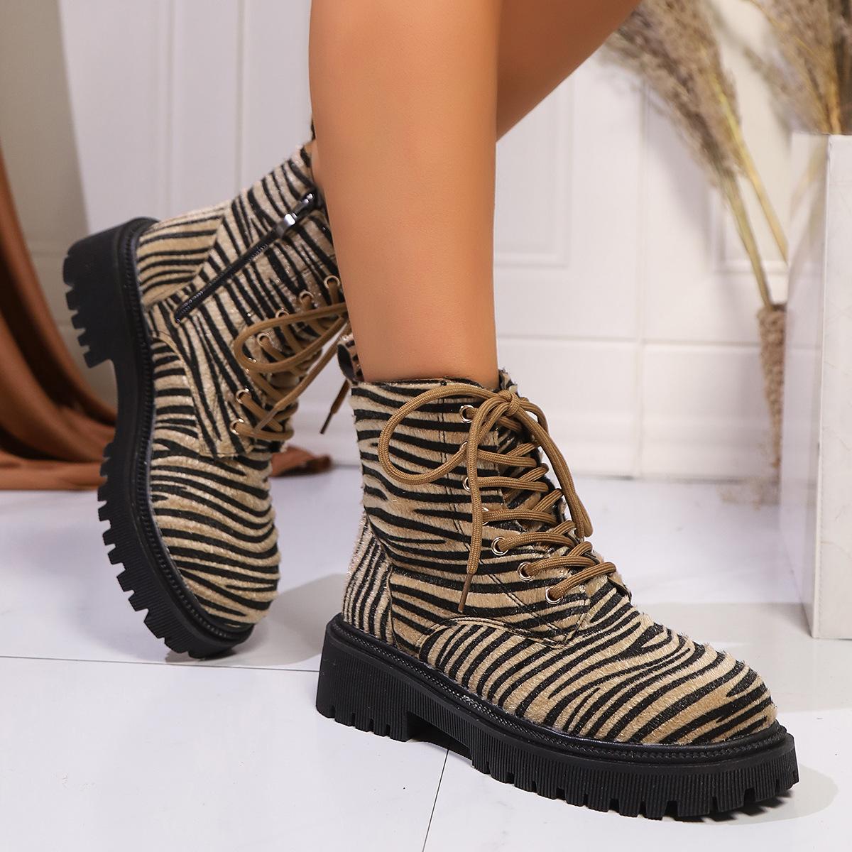 

Ботинки Мартин большого размера, зимние, на молнии сбоку, из замши, европейско-американские, с леопардовым принтом, женские ботинки-локомотивы с круглым носком 43