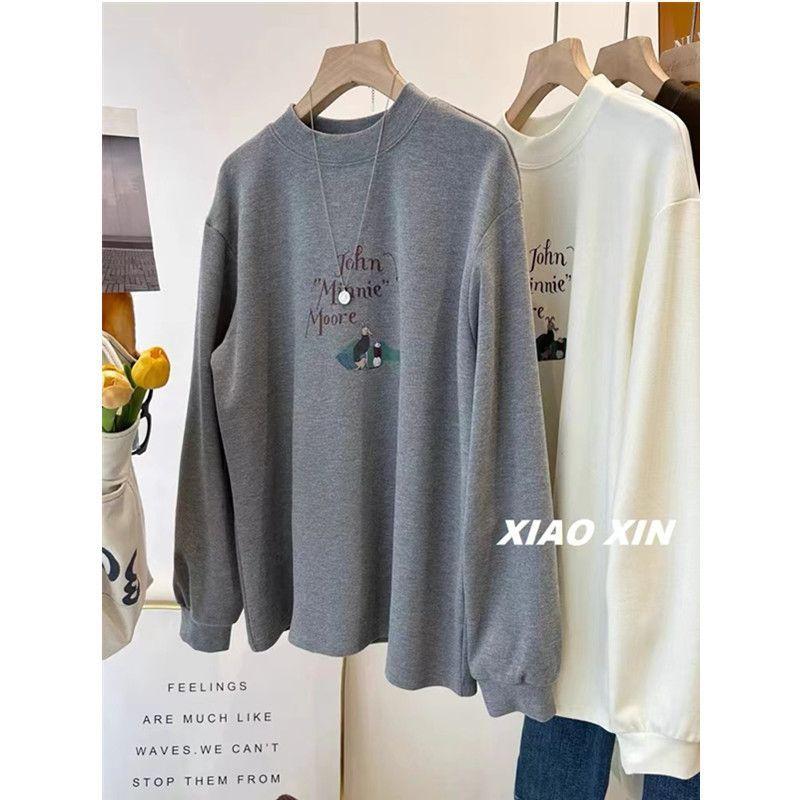 Half Turtleneck Warm German Velvet Long-sleeved Bottoming Women's Autumn and Winter Versatile Brushed T-shirt Top