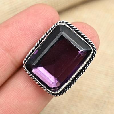 Lila Amethyst Edelstein massiv 925 Sterling Silber Versprechen Ring Damen Schmuck