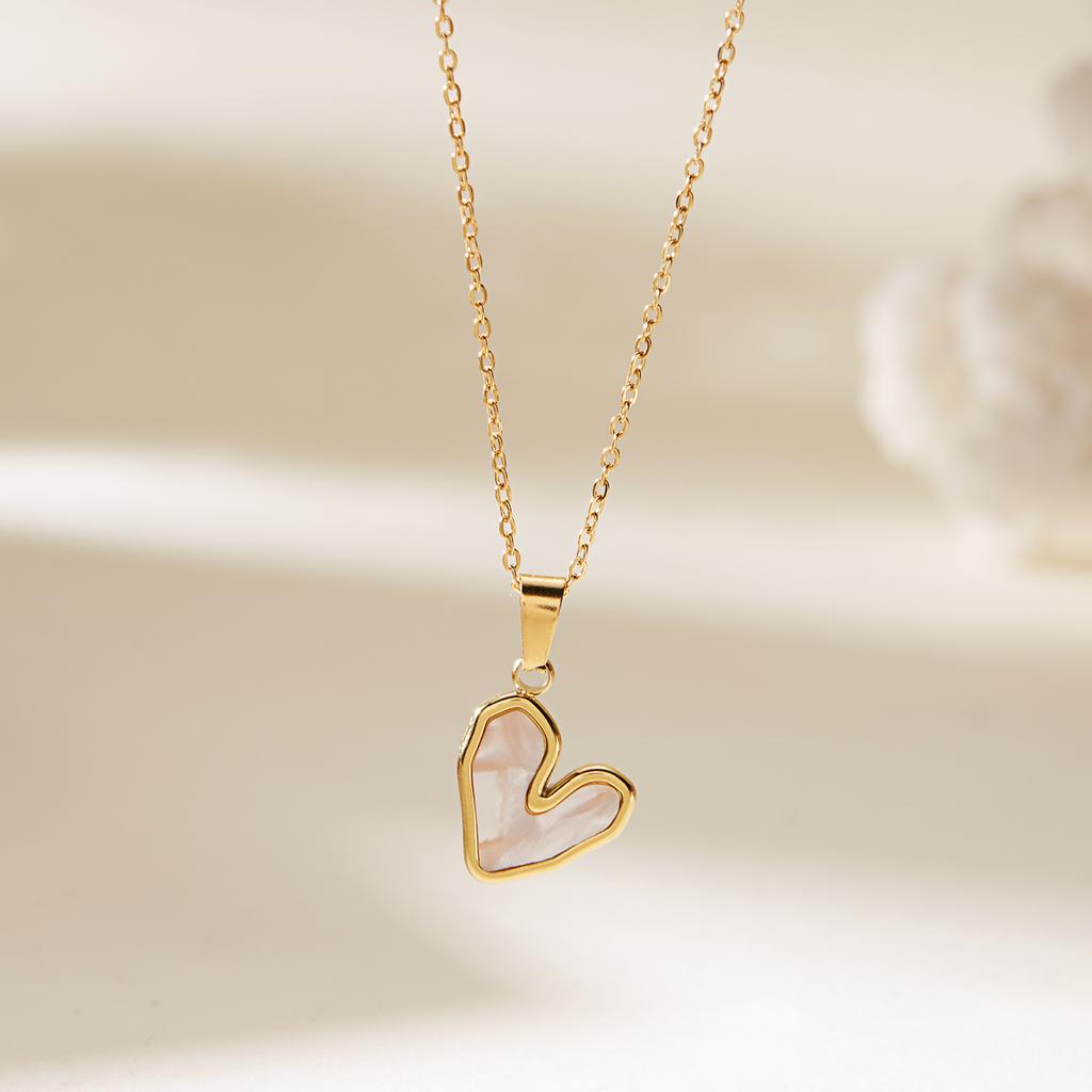Stainless Steel Love Heart Pendant Necklace For Women Gold Color Fashion Neck Chain Female Choker Collar Jewelry Birthday Gifts
