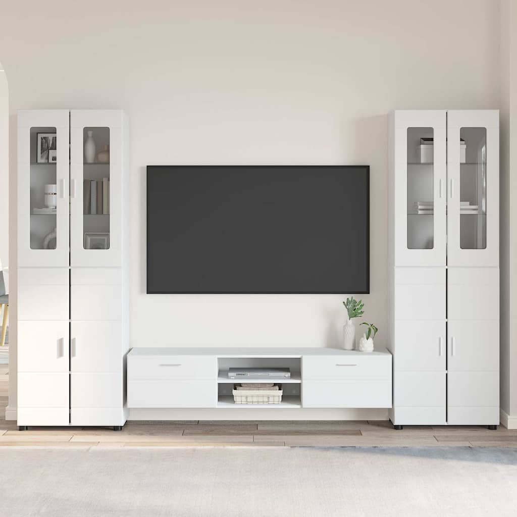FLORIN 3 Piece TV Cabinet Set with Drawers White Engineered Wood