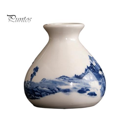 Miniature Flower Pot for Succulents Small Blue and White Porcelains Vase, Mini Chinoiserie Bud Vintage Ceramic Decorative Desktop Planter Oriental