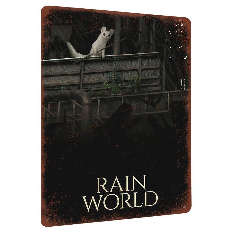 

Rain World Game Peripheral White Ferret Ruins Industrial Style Metal Iron Painting Home Decor Wall Art 7.9x11.8In(20x30cm)