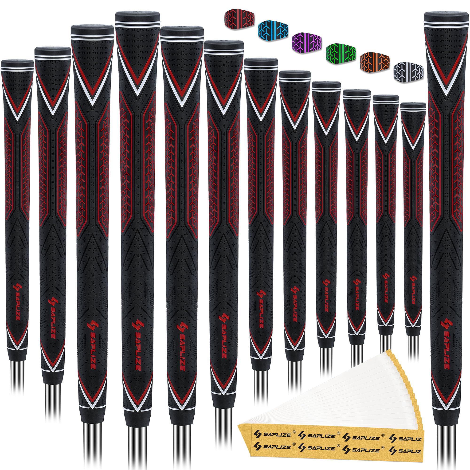 

SAPLIZE Высокоэффективные Гольф Резиновые Высокопрочные 13 Грипов с 15 Стандартными Красными Грипами, Поглощение, Нескользкие, Ленты, Размер, красный