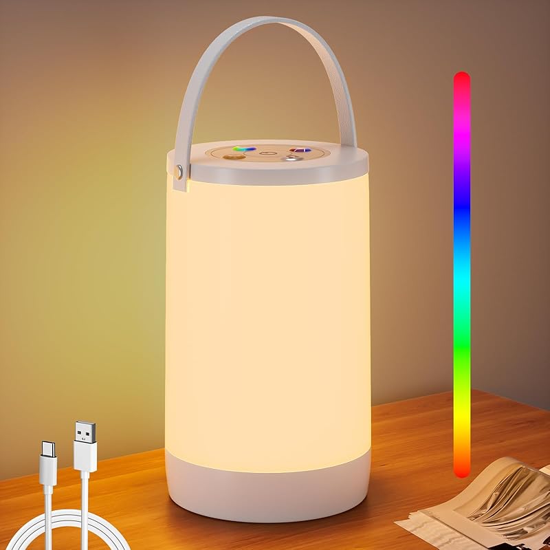 Night Light for Kids, Portable USB Night Lamp with 2200 mAh Battery, Bright Color Changing Light for Nightstand, Small Touch Bedroom Table Lamp for