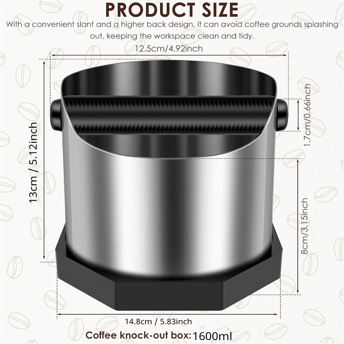 

Espresso Knock Box,Coffee Grounds Bin 1600 Ml Stainless Steel Espresso Grounds Boxes,Coffee Waste Container Matte Black China Mainland