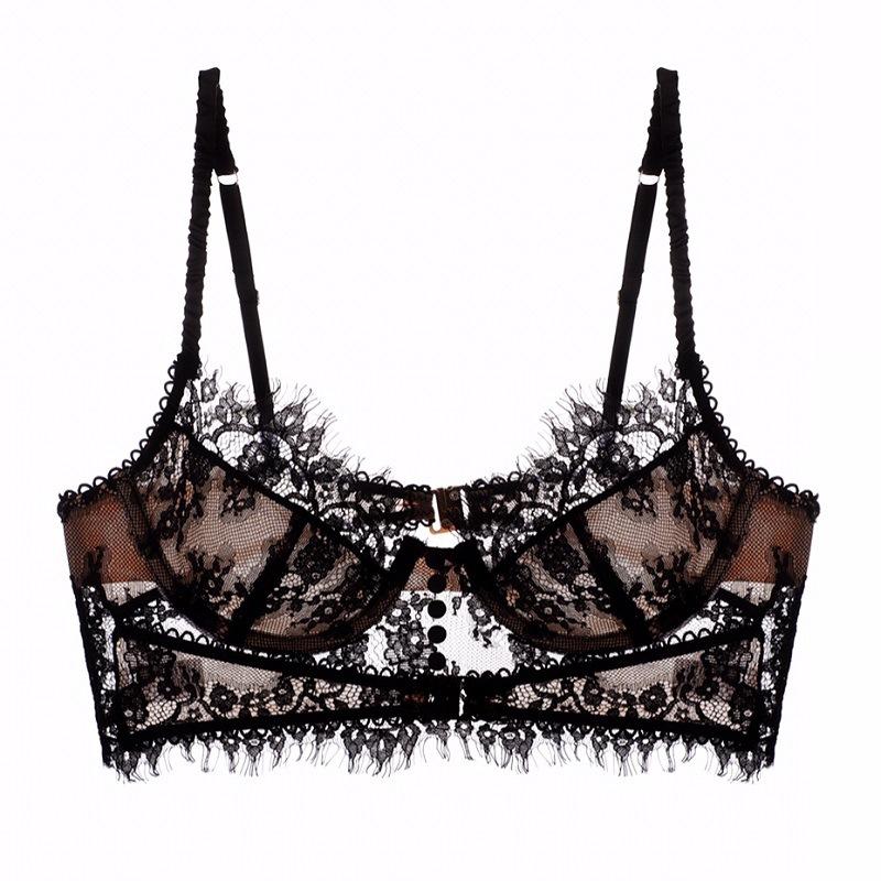 Reggiseno push up francese ultrasottile con ferretto, pizzo sexy, ricamo vintage, biancheria intima da donna, bella lingerie con base posteriore