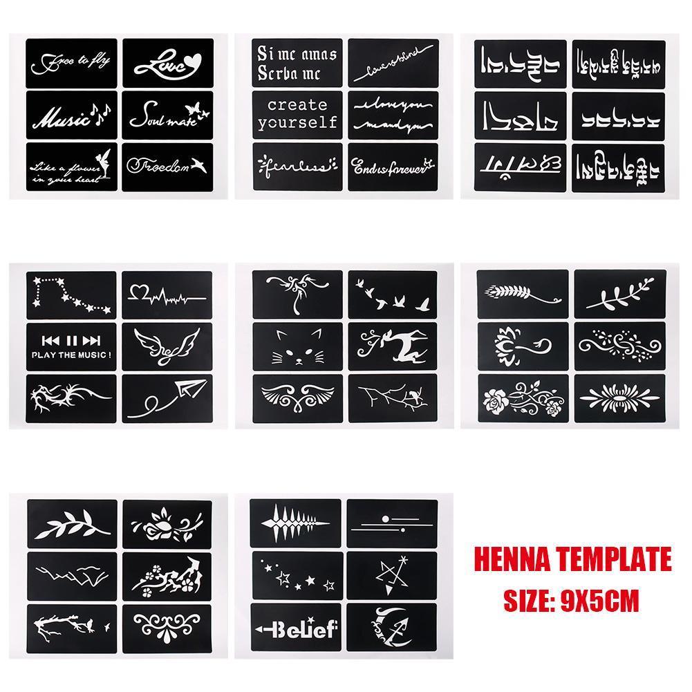 1 Sheet 6 Maps Body Art Paint Stencil Temporary Henna Tattoo Stencil Gifts Templates Decal DIY Flower Painting
