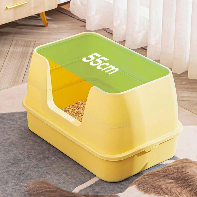 Grande Litière pour Chat Semi-Fermée, Bac à Litière Pliable et Épaissi Anti-Fuite avec Bords Hauts, Toilette pour Chat Anti-Éclaboussures Fournitures pour Animaux de Compagnie