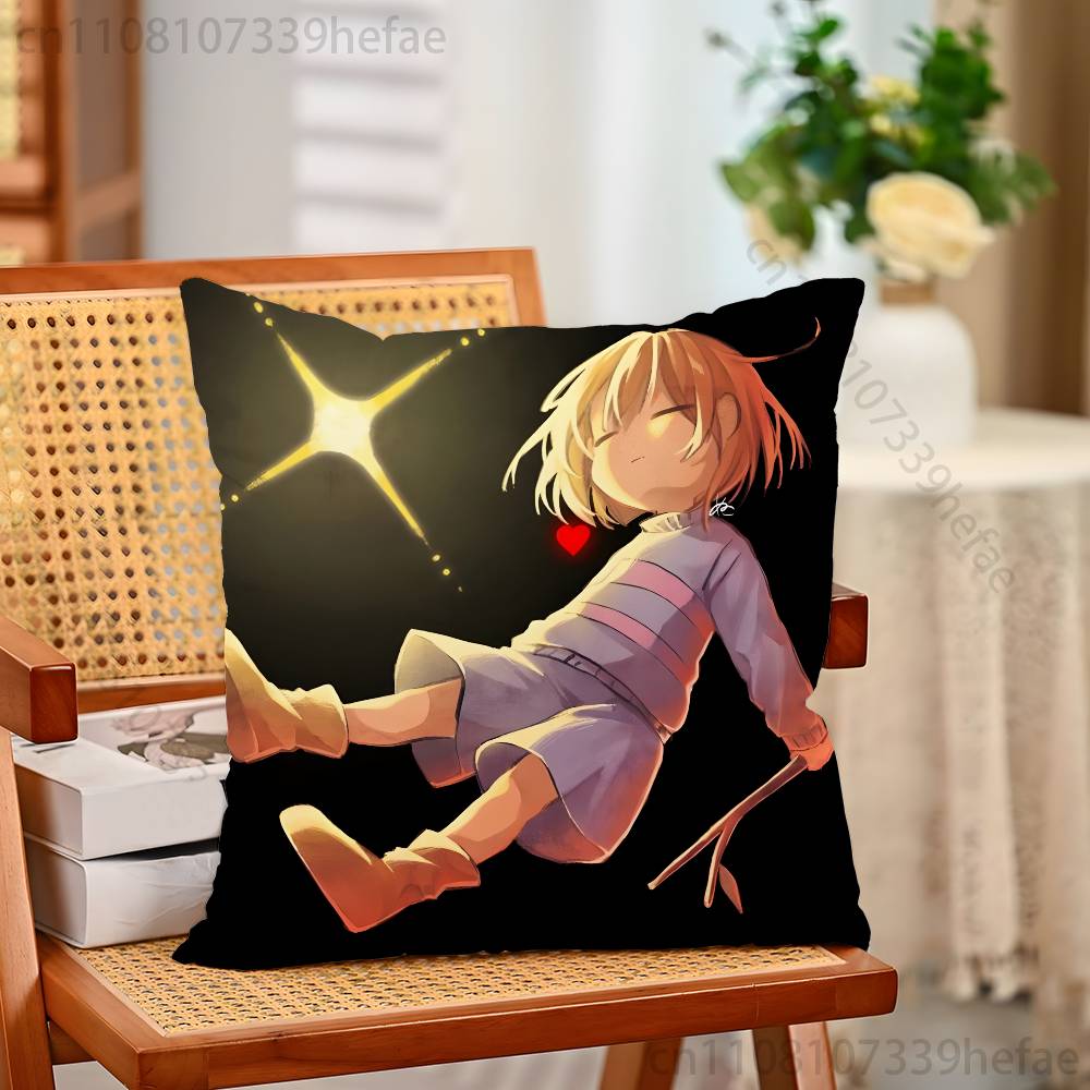 

Game Frisk UUndertale Funny Pillow Case Antidustmite Pillowcase Invisible Zipper Silky Short Plush Sofa Cushion Cover 30x30cm