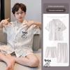 Boys' Ice Silk Pajama Set: Cool Touch, Short Sleeve, Lapel - 2026 Casual Homewear, 3-Piece Cute Design