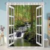 Simulation Window Beach Forest Outdoor Shower Curtain Tropical Seaside Landscape Bohemian Cloth Hanging Curtains Bathroom Decor