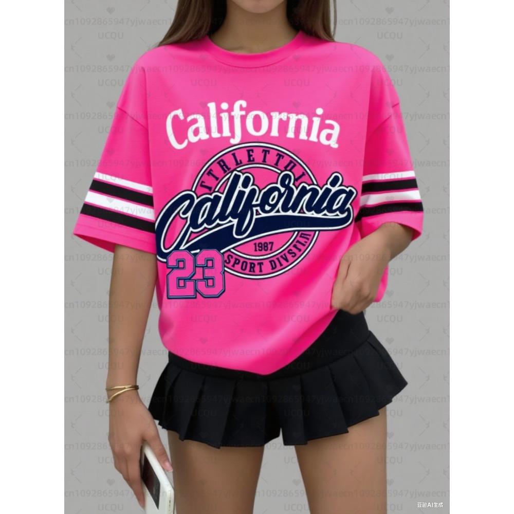 Women's Sports Jersey, Printed Short-sleeved T-shirt, Summer Pattern, Sports T-shirt.