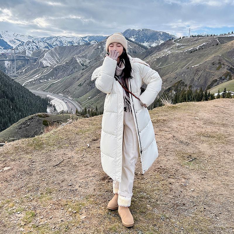 Winter new down cotton jacket Korean style women's mid-length thickened loose hooded knee-length casual cotton jacket