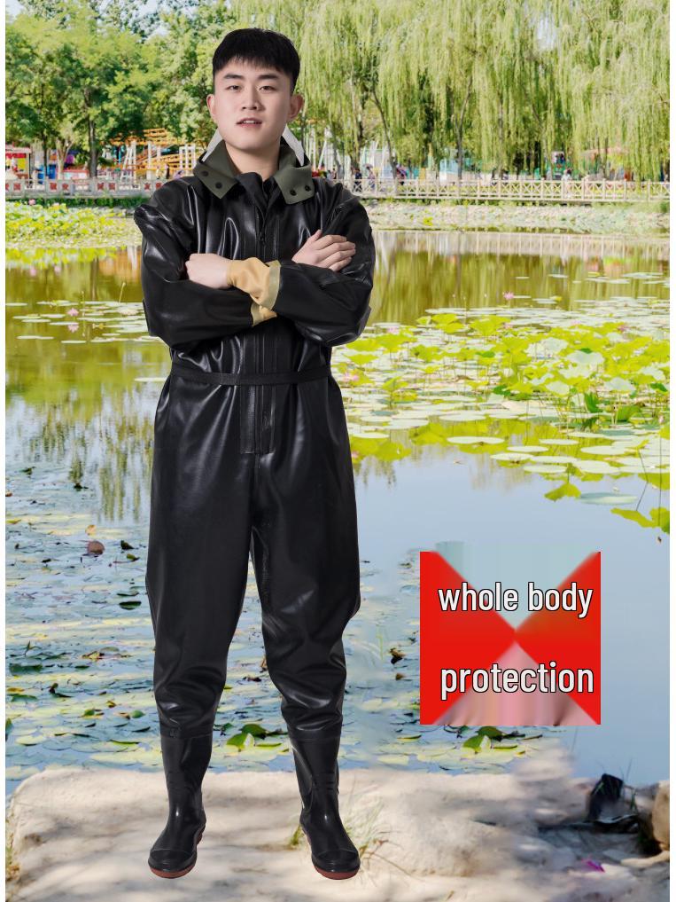 PVC Full Body Fishing Waders - Thickened One-Piece Wading Pants for Fishing and Lotus Root Digging